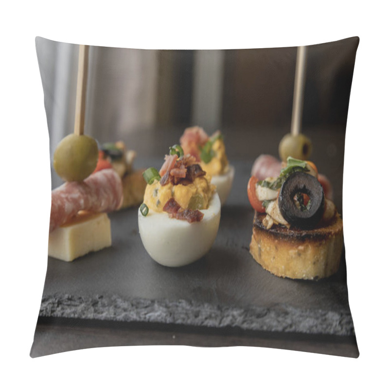 Personality  Holiday Appetizer Set With Deviled Eggs, Bruschettas, And Spirals Pillow Covers