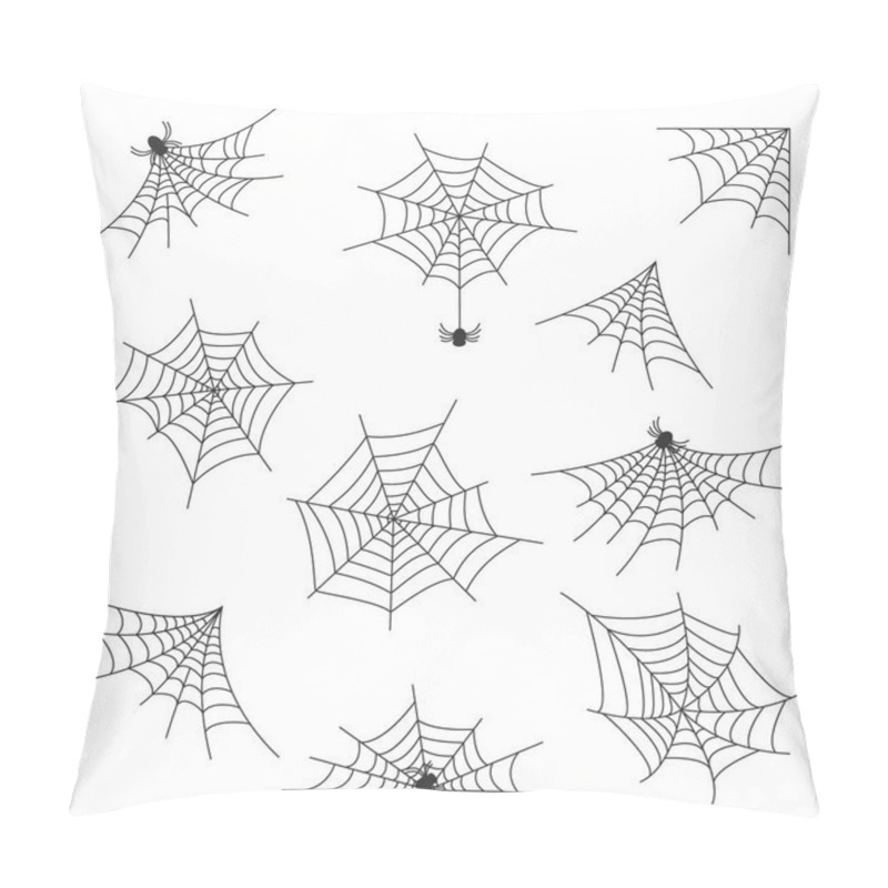 Personality  Set Of Different Kinds Of Web With Spiders On A White Background Pillow Covers