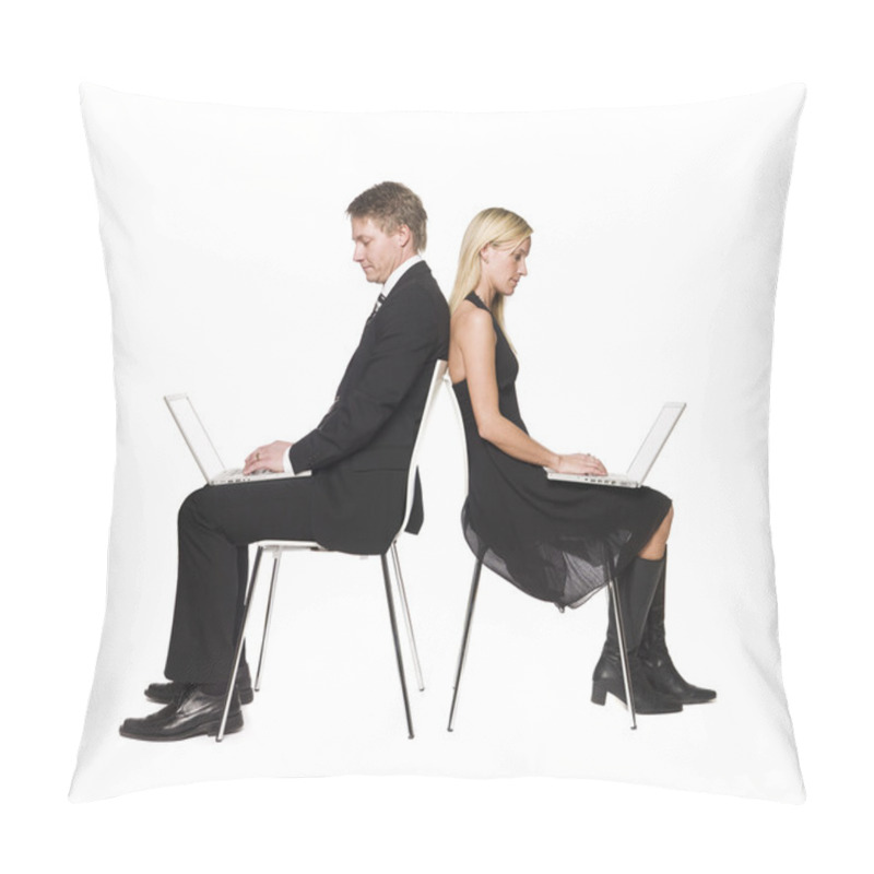 Personality  Couple With Computers Pillow Covers