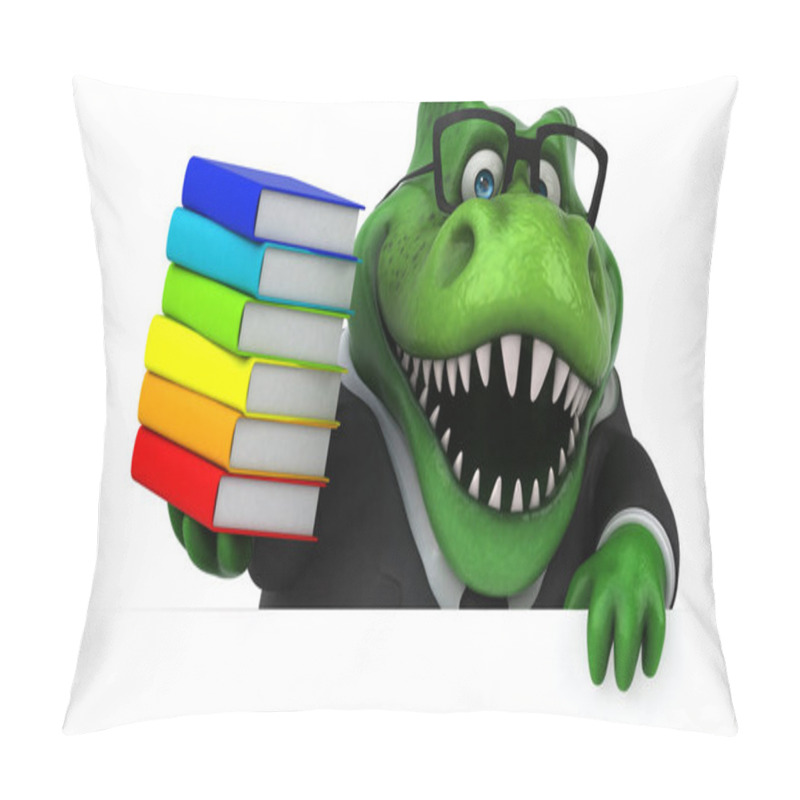 Personality  Funny Cartoon Character With Books   - 3D Illustration Pillow Covers