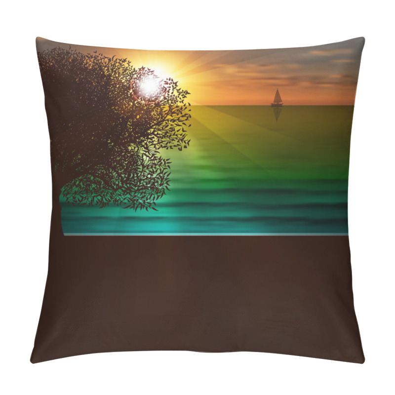 Personality  Abstract Nature Background With Sea Sunrise Pillow Covers