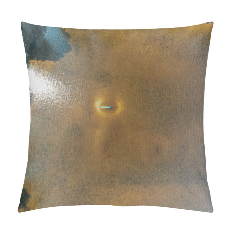 Personality  A Slide In The Middle Of A Lake, Top-down View, Drone Shot Pillow Covers