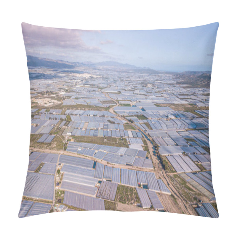 Personality  Drone Aerial View Of The Greenhouses In The Region Of Andalusia  Pillow Covers