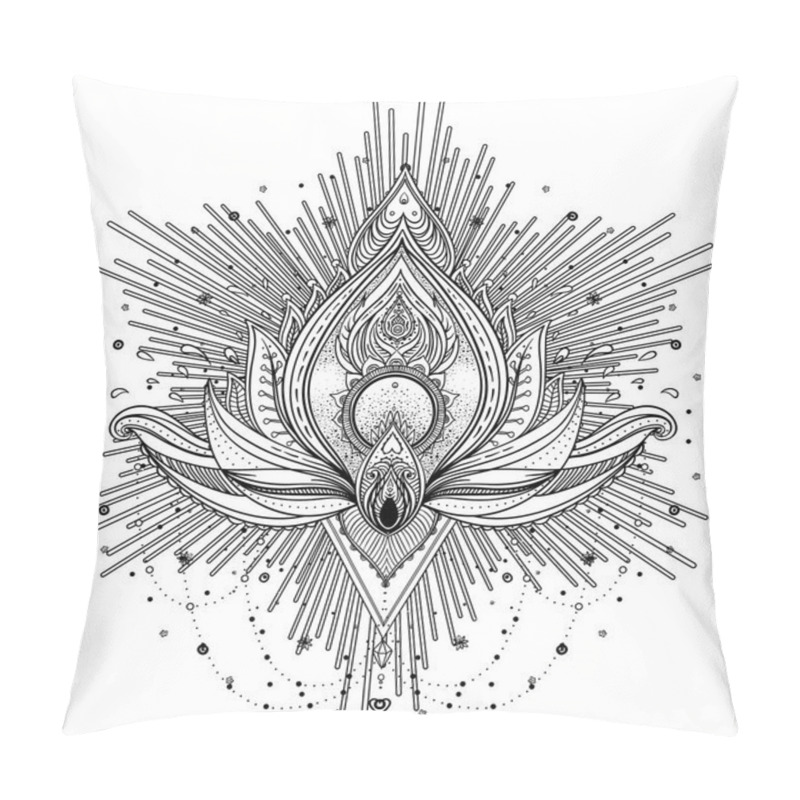 Personality  Vector Ornamental Lotus Flower, Ethnic Art, Patterned Indian Pai Pillow Covers