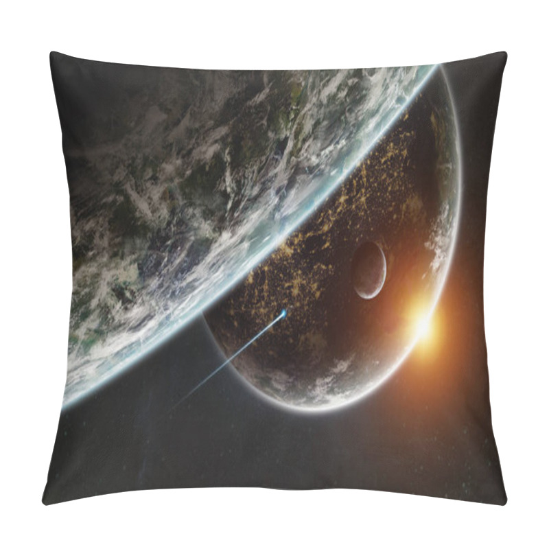 Personality  Distant Planet System In Space With Exoplanets During Sunrise 3D Rendering Elements Of This Image Furnished By NASA Pillow Covers