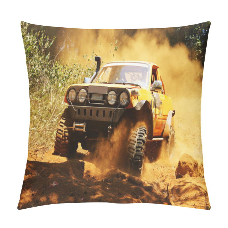 Personality  Racer At Terrain Racing Car Competition Pillow Covers