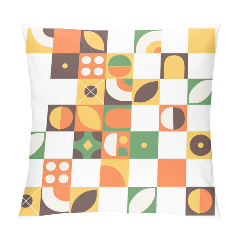 Personality  Flat Pattern Squares Background Flat Vector Illustration. Retro Funky Graphic. Pillow Covers