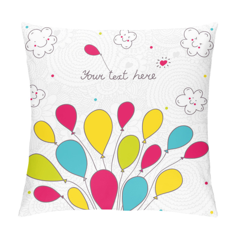 Personality  Greeting Card With Balloons. Pillow Covers