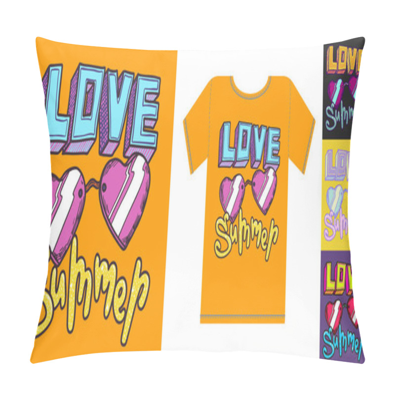 Personality  Love Summer Print Design With T Shirt Mockup Illustration Pillow Covers