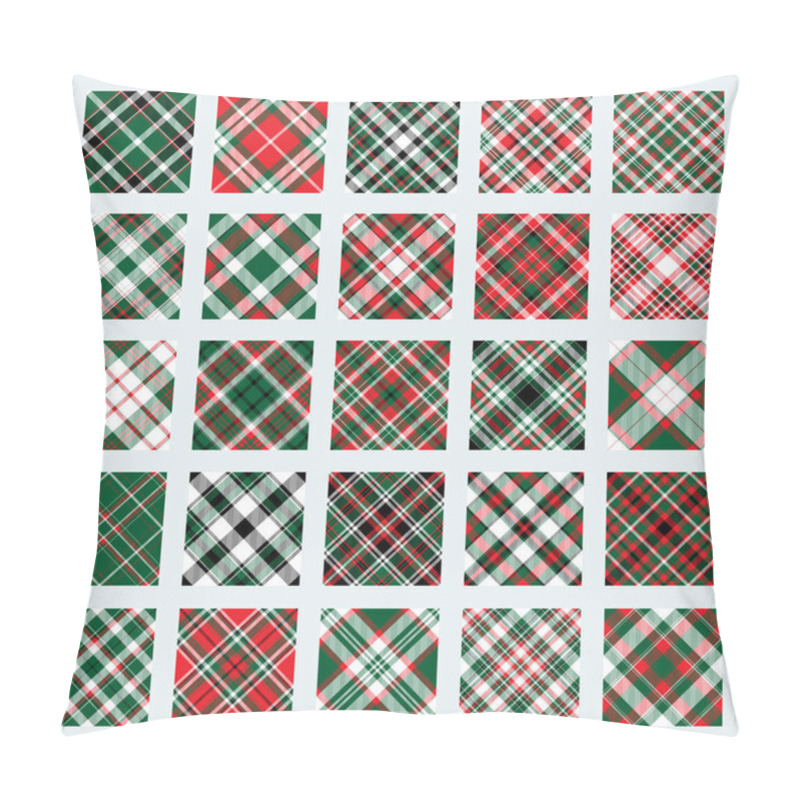 Personality  Christmas Pattern Seamless Of Green, Red And White Vector Plaid. Set Holiday Background For Greeting Card, Wrapping Paper Print Or Winter Decor Wallpaper. Pillow Covers