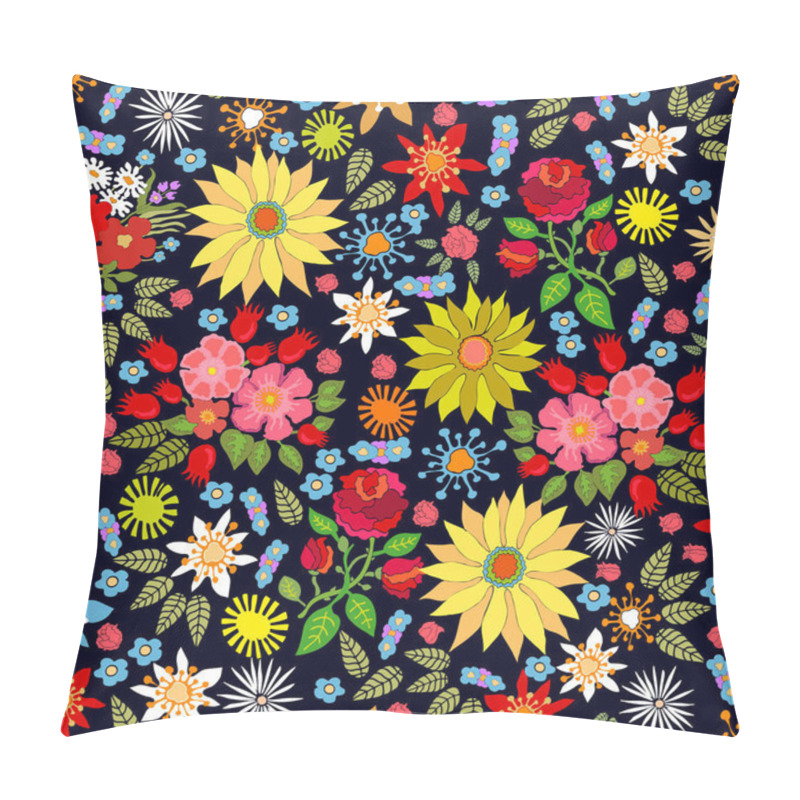 Personality  Boho Chic. Damask Border With Blooming Roses, Wildflowers. Pillow Covers