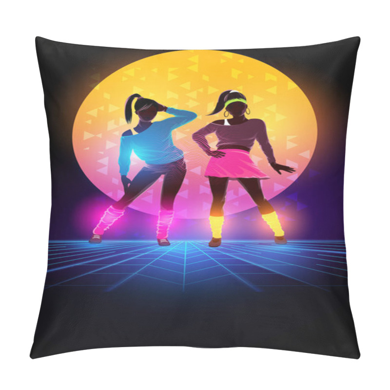 Personality  1980's Women Dancers Background Pillow Covers