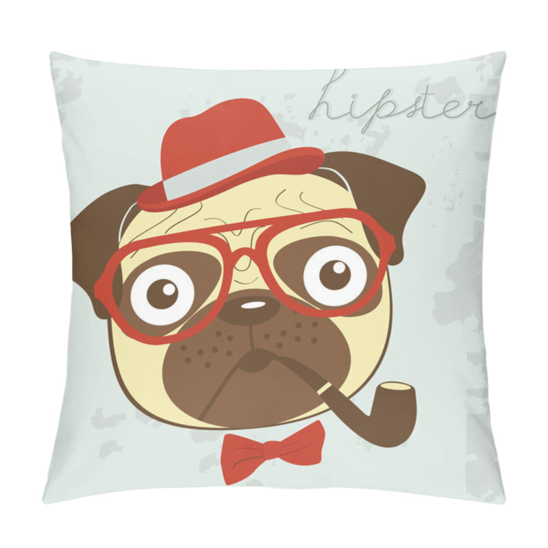 Personality  Pug Hipster Smoking Pipe Pillow Covers