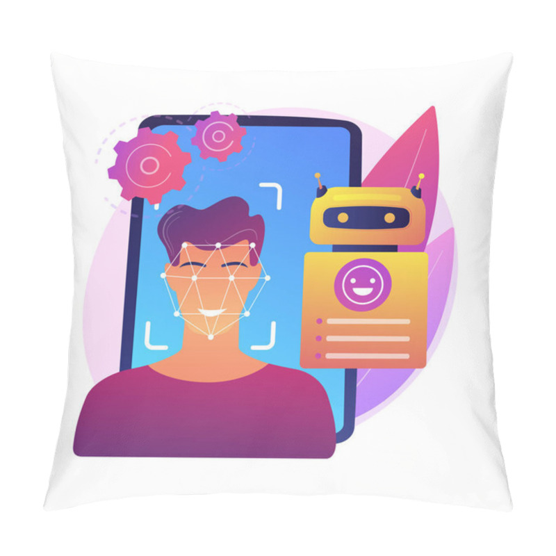 Personality  Affective Computing Abstract Concept Vector Illustration. Recognize User Emotional State, Human-computer Interaction, Process Data, Speech And Gesture Recognition, Monitoring Abstract Metaphor. Pillow Covers