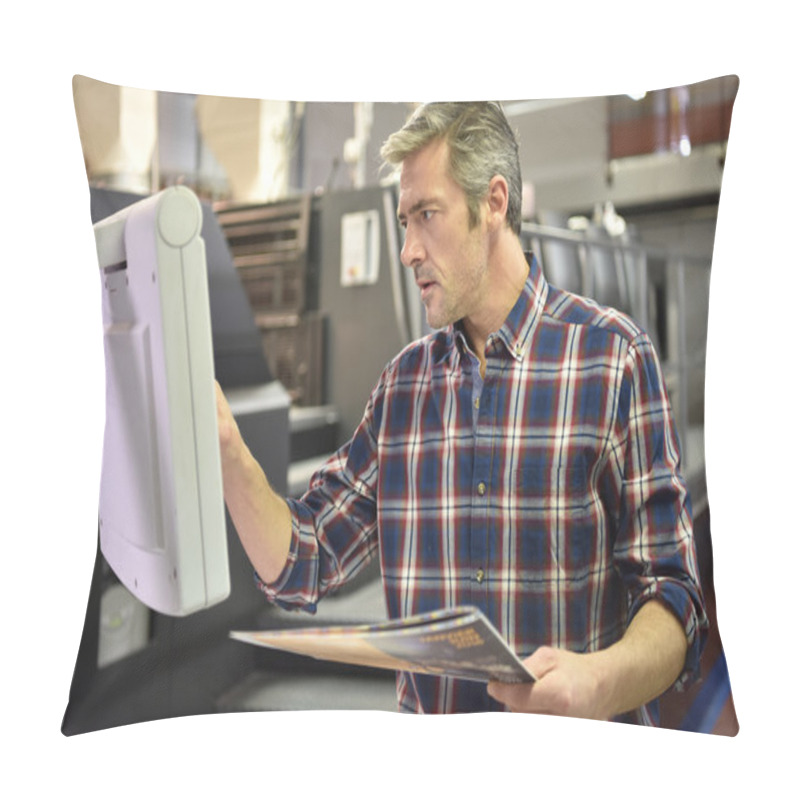 Personality  Man Working On Printing Machine Pillow Covers