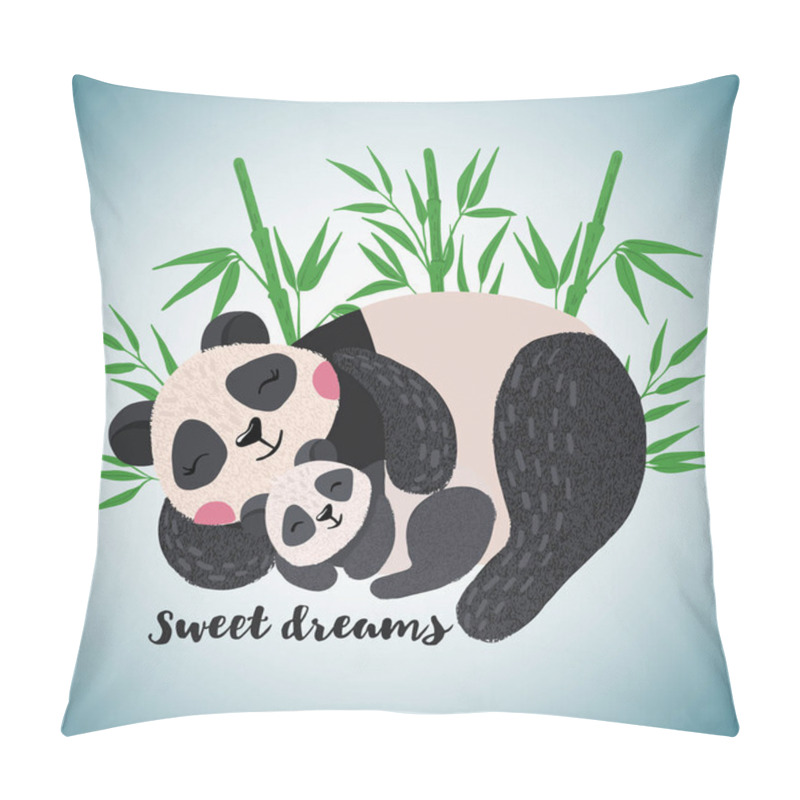 Personality  Hand Drawn Card With Cute Sleeping Pandas. Pillow Covers