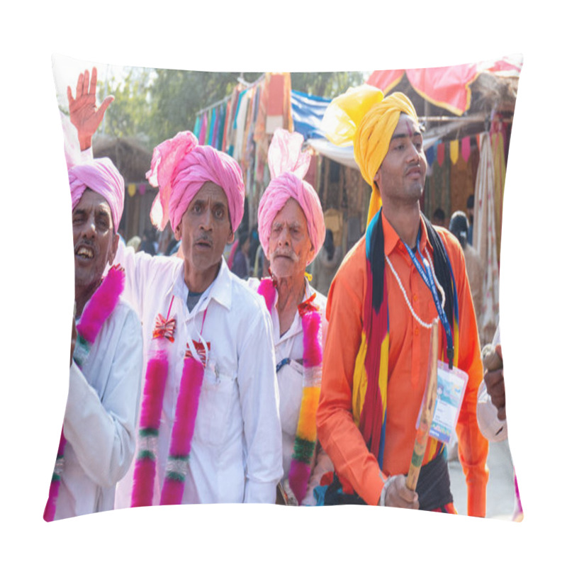 Personality  FARIDABAD, HARYANA / INDIA - FEBRUARY 2020 :  Portrait Of Indian Male From Different State Participating In Surajkund Craft Fair Pillow Covers