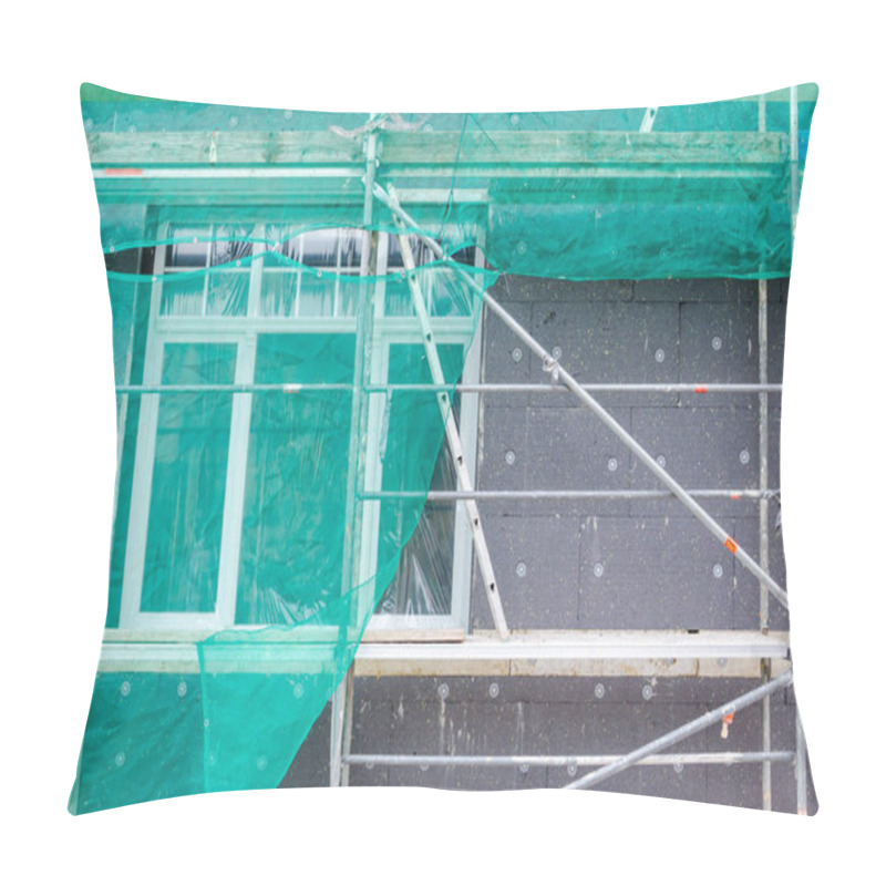 Personality  Modern Layout Of The Construction Of Walls With Scaffolding. External Wall Insulation Systems. Pillow Covers