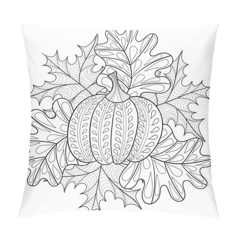 Personality  Vector Autumn Patterned Background With Pumpkin, Maple And Oak L Pillow Covers