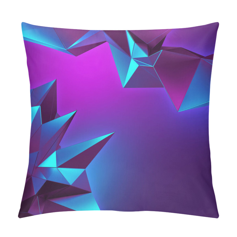 Personality  3d Neon Abstract Crystal Background, Ultraviolet Polygonal Shapes Pillow Covers