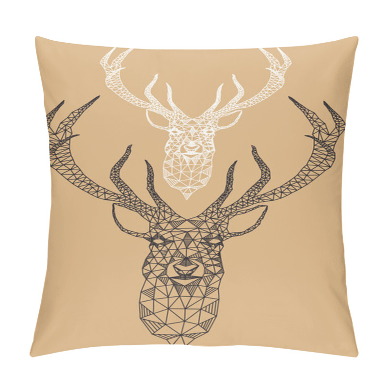 Personality  Christmas Deer With Geometric Pattern, Vector Pillow Covers