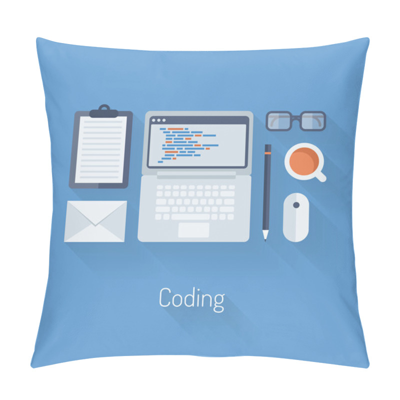 Personality  Coding And Programming Flat Illustration Pillow Covers