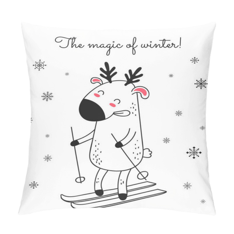 Personality  Creative Postcard For Christmas And New Year With Cute Deer And  Pillow Covers