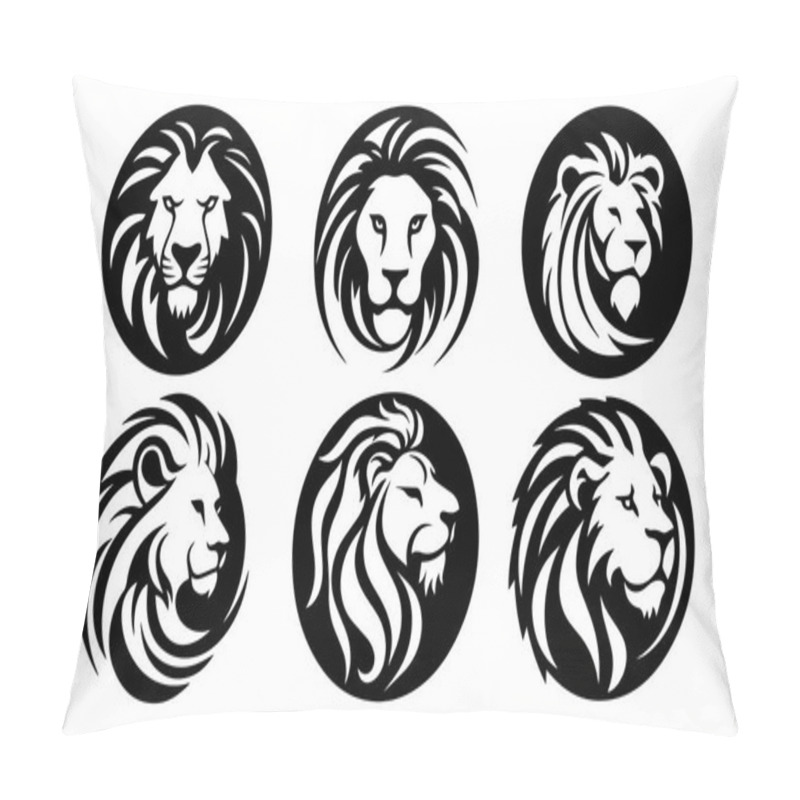 Personality  Lion Heads Vector Silhouette Illustration Pillow Covers