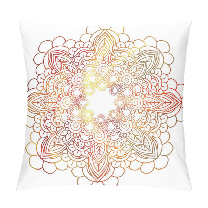 Personality  Mandala Mehndi Ethnic Paisley Buta Hindu Oriental Ornament, Red Curl, Floral Motif Pillow Covers