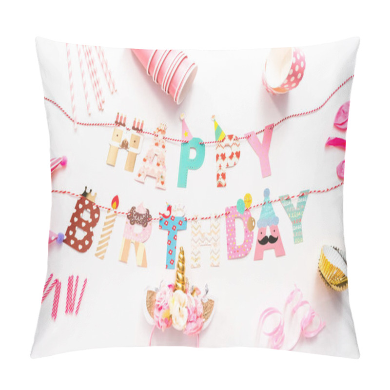 Personality  Kids Birthday Party Supplies On A White Background. Pillow Covers