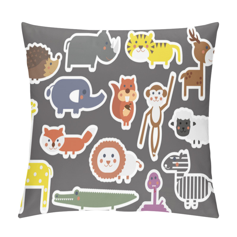 Personality  Set Of Animal Cartoon Stickers Pillow Covers