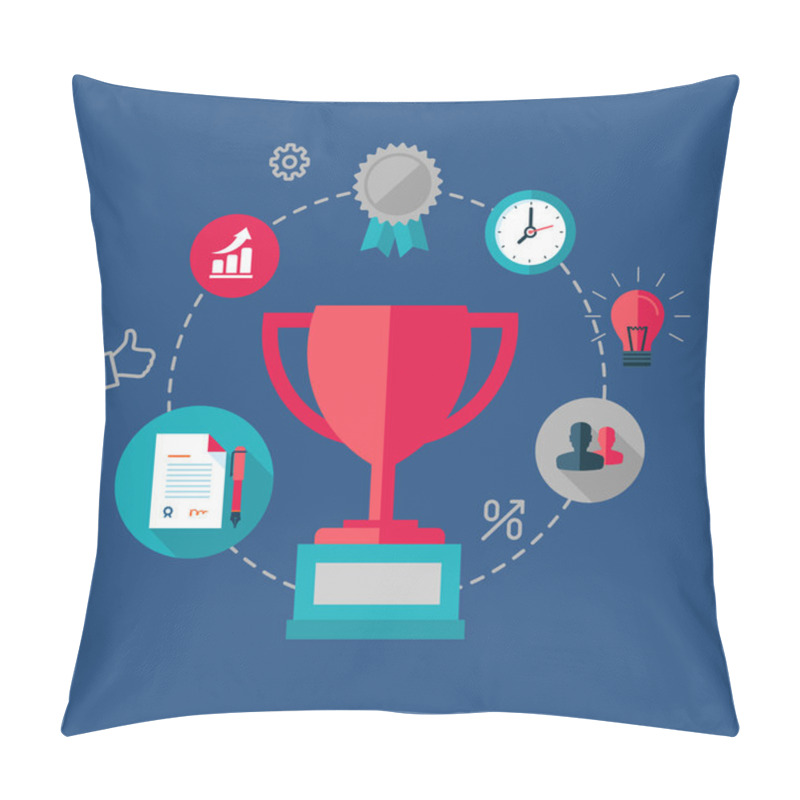 Personality  Winner Concept, Success At Work, Vector Illustration Pillow Covers