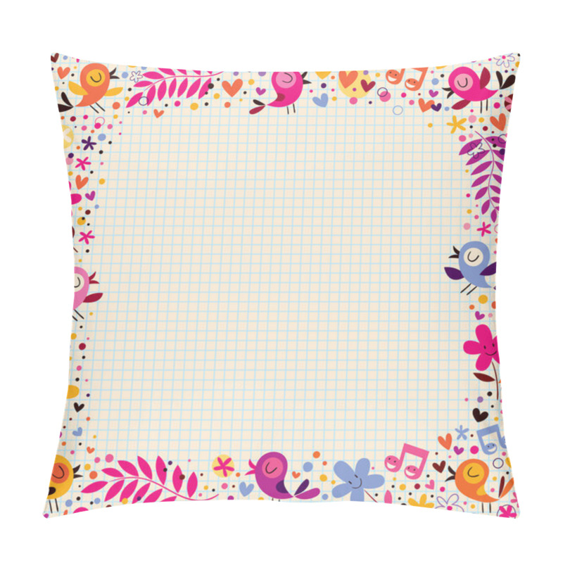 Personality  Floral Border With Birds Pillow Covers