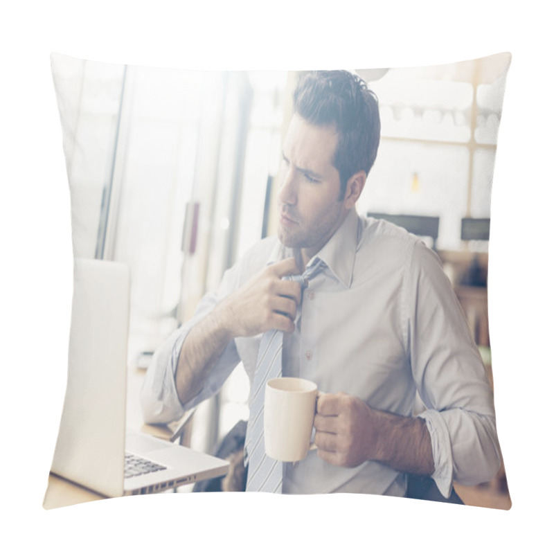 Personality  Businessman Having A Coffee Break Pillow Covers