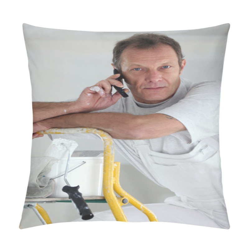 Personality  Portrait Of A Painter On The Phone Pillow Covers