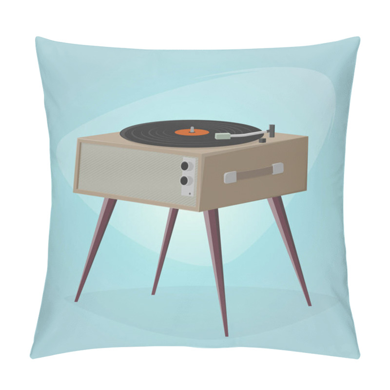 Personality  Retro Cartoon Illustration Of A Record Player Pillow Covers