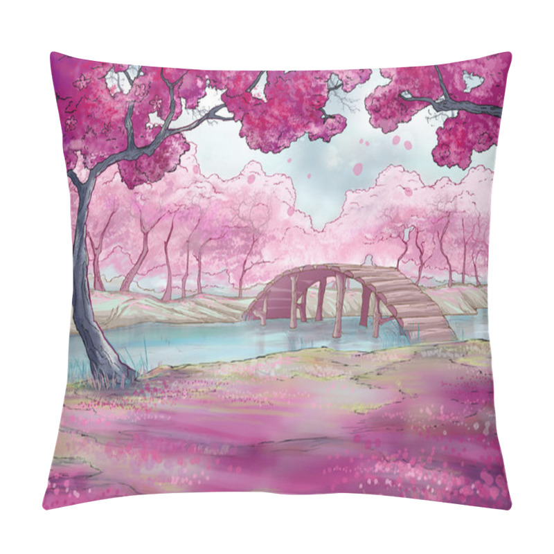 Personality  Spring. Cherry Blossom. Japanese Garden. Pillow Covers