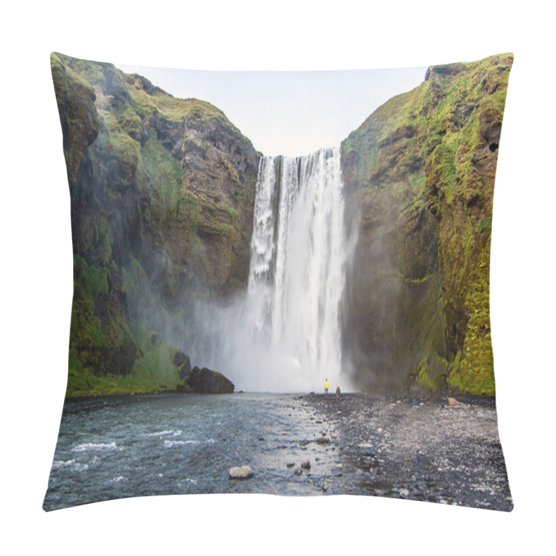 Personality  Skogafoss. The Waterfall In Iceland Is Amazing. It Is Worth Going Upstairs Over More Than 500 Steep Stairs Pillow Covers