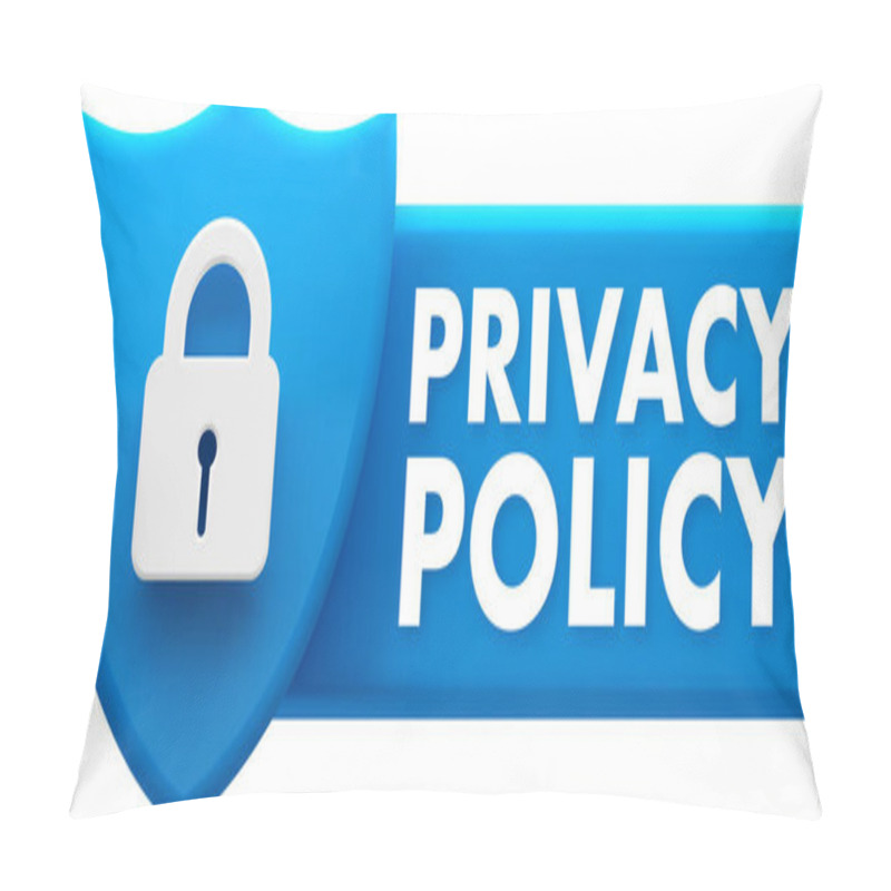 Personality  Blue Shield With Closed Padlock Symbolizes Secure Privacy Policy, Ensuring Data Protection And Confidentiality Pillow Covers