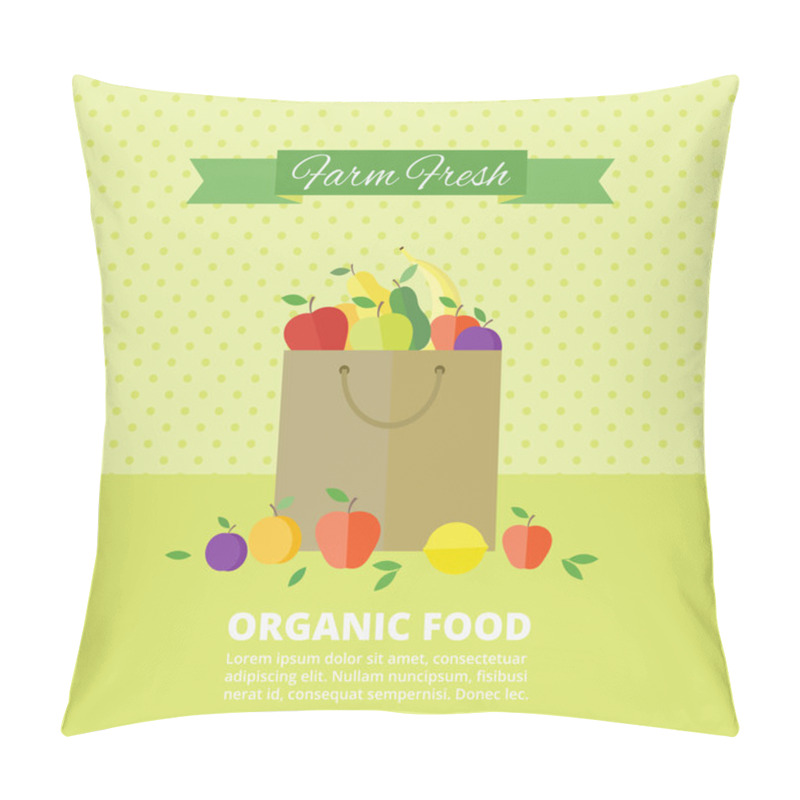 Personality  Vector Banner, Card With Fresh Fruits And Berries Pillow Covers