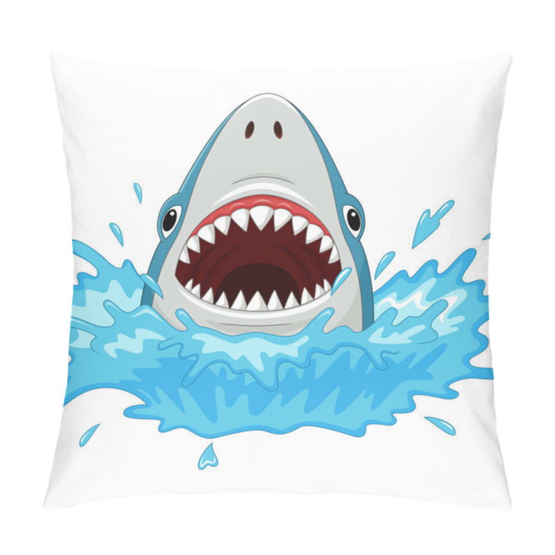 Personality  Vector Illustration Of Cartoon Shark With Open Jaws Isolated On A White Background Pillow Covers