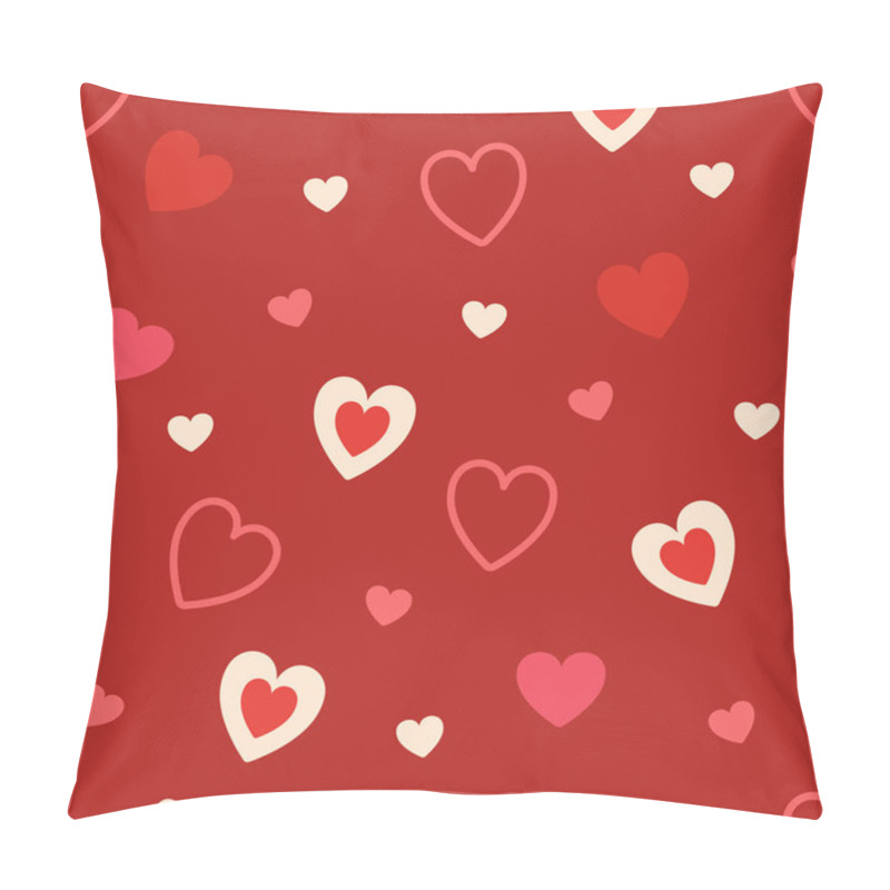 Personality  Heart Pattern On Red Background. Hearts Design Element. Valentines Day Texture. Bright Doodle Heart Confetti. Romantic Wallpaper Design With Symbol Of Love. Vector Illustration. Pillow Covers