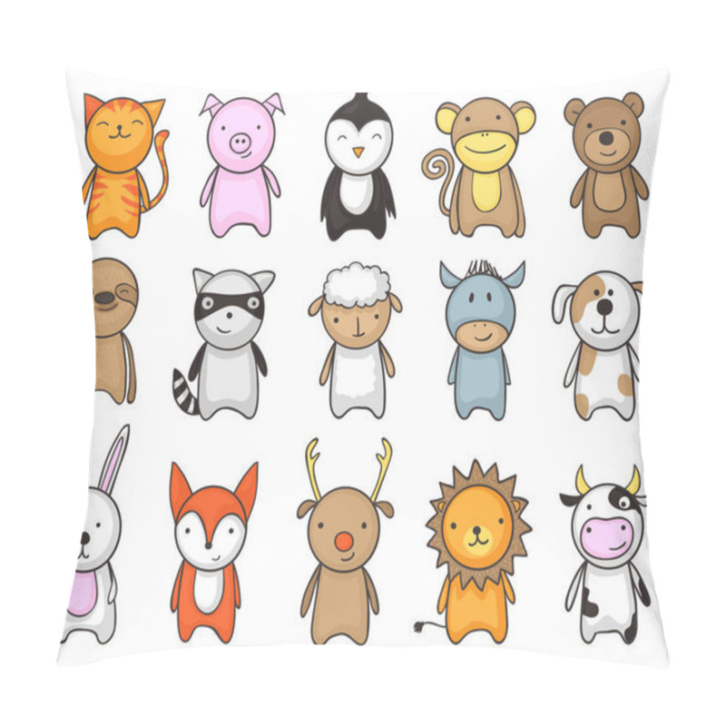 Personality  Simple And Childish Drawing Of Cute Toy Animals For Kids Pillow Covers