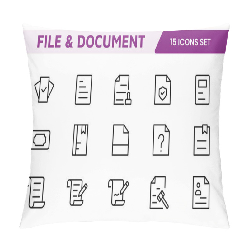 Personality  Document Management Icon Set. Streamlined Icons For Organizing, Storing, And Sharing Files, Perfect For Productivity Apps, Cloud Storage, And Business Workflows. Pillow Covers