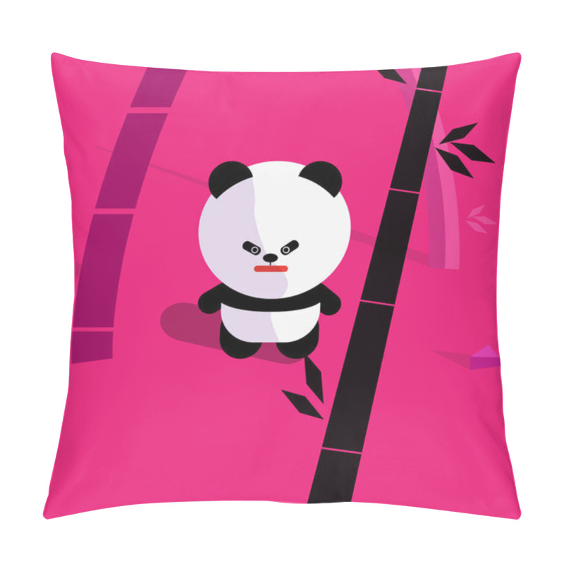 Personality  Cute Cartoon Panda In Bamboo Forest Vector Illustration.Design Panda Character With Bamboo Background.Panda Standing In Jungle. Pillow Covers