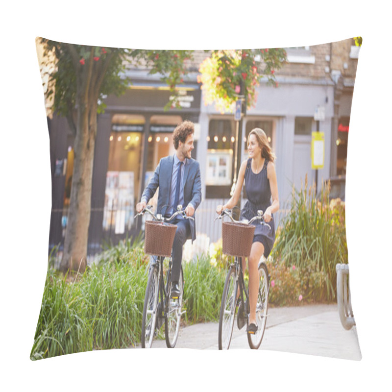 Personality  Couple Riding Bike In City Park Pillow Covers