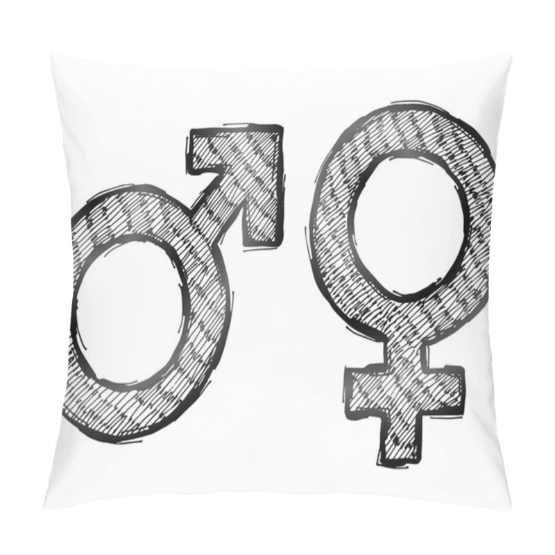 Personality  Hand Drawn Gender Symbols With Light Hatching Pillow Covers