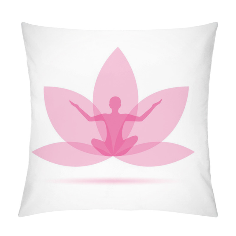 Personality  Silhouette Of A Woman Sitting In Yoga Pose For Relaxation And Meditation Inside A Pink Lily Flower Pillow Covers