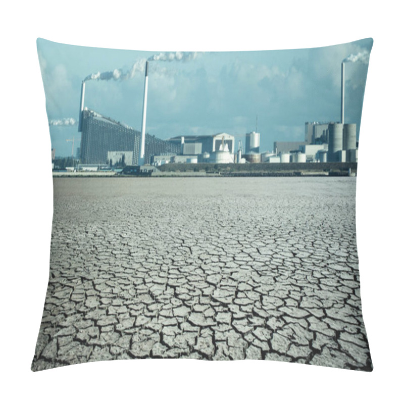 Personality  Post-apocalyptic Landscape. City After The Effects Of Global Warming And Air Pollution. Climate Changes Concept. Pillow Covers