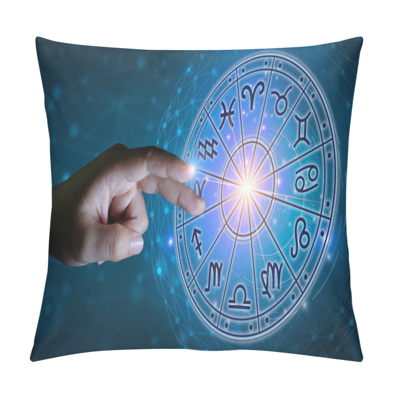 Personality  Zodiac Signs Inside Of Horoscope Circle. Astrology In The Sky With Many Stars And Moons  Astrology And Horoscopes Concept Pillow Covers